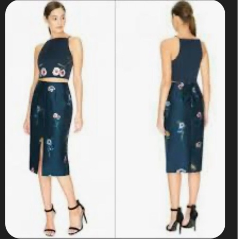 Keepsake After‎ Glow Floral Midi Skirt with Front Slit